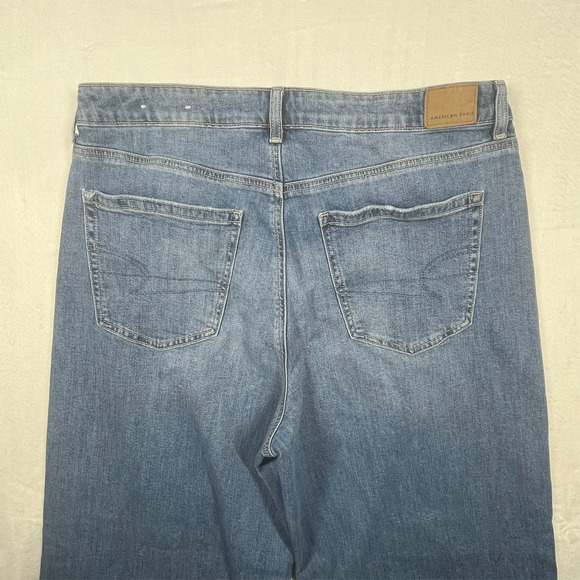 American Eagle Super High Rise Baggy Wide Leg Jeans Womens 14 Light Wash Stretch - Picture 6 of 16
